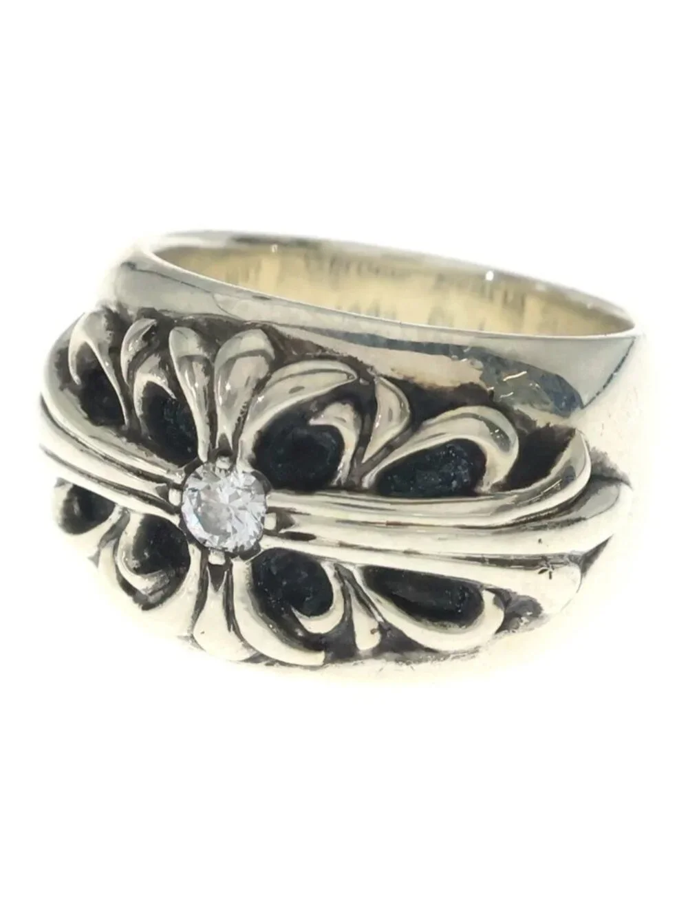 Chrome Hearts Flrl Crs Floral Cross Ring Silver